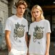 Olive T-shirt with Kodama Tree Spirits in Pocket and Leaves Print
