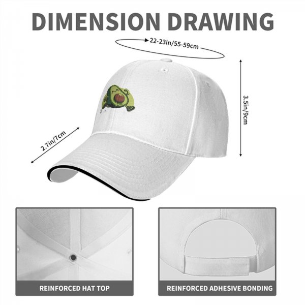 Black Baseball Cap With Cute Running Avocado Graphic