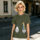 Oversized Olive T-Shirt With Sad Clouds And Rainbow Drip Graphic