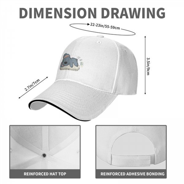 Black baseball cap with sleeping koala and 'nap' graphic