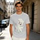 Olive T-Shirt With Angry Fluffy White Creature Swatting At Bee Print
