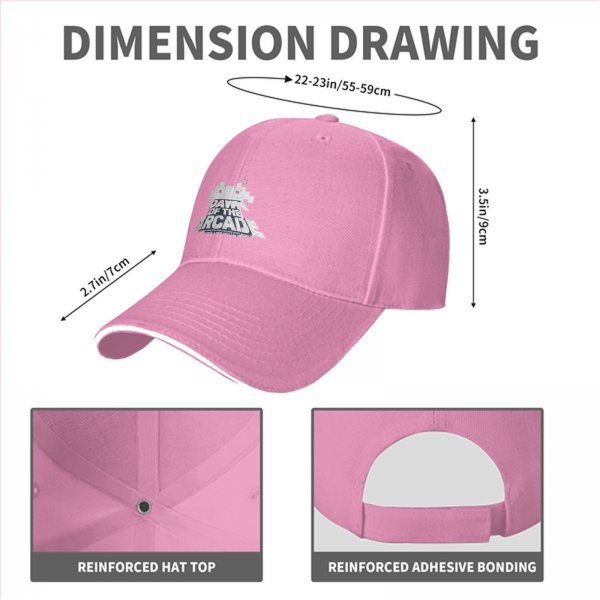 Black baseball cap with 'Dawn of the Arcade' and space invader graphic