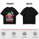 Olive graphic t-shirt with crying strawberry and 'berry stressed' text