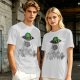 Olive T-shirt with UFO Alien and Disco Dancing Cats Print