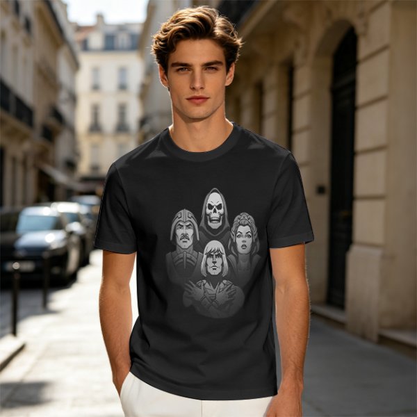 Olive Graphic T-Shirt with Fantasy Character Portraits