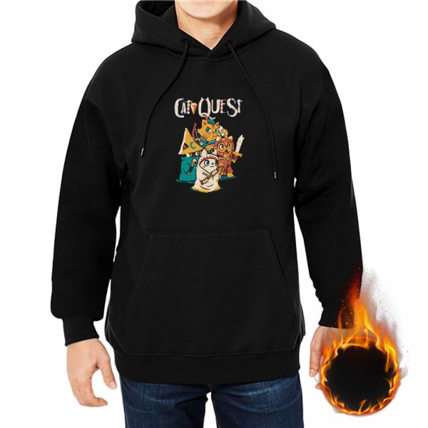 Black hoodie with Cat Quest fantasy cat characters graphic