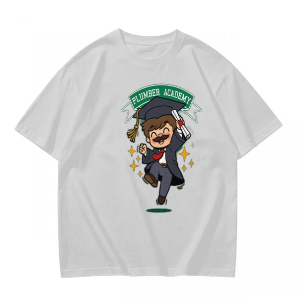 Plumber Academy Graduate Cartoon Character Graphic T-Shirt