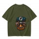 Oversized Army Green T-Shirt With Funny Tech Campfire Graphic