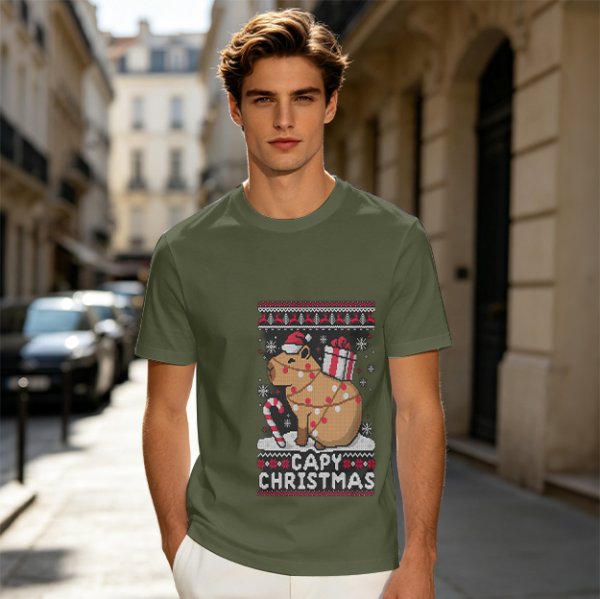 Capy Christmas Ugly Christmas Sweater Style T-Shirt