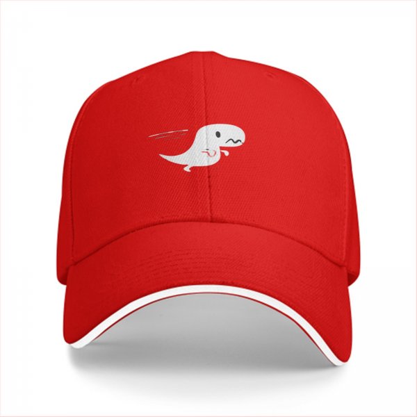 Black Baseball Cap With Cute Running T-Rex Dinosaur Graphic