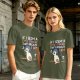 Olive t-shirt with 'If I seem a little strange that's because I am' penguin print