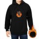 Black hoodie with cartoon devil on flames and skulls graphic
