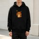 Black hoodie with sarcastic fox hug graphic print