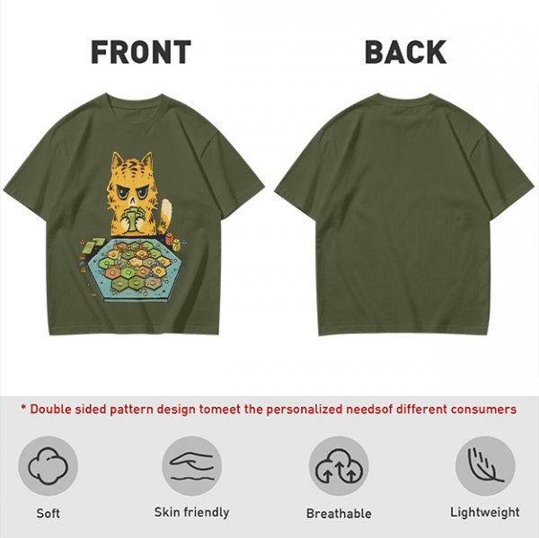 Grumpy Orange Cat Playing Settlers of Catan Board Game T-Shirt