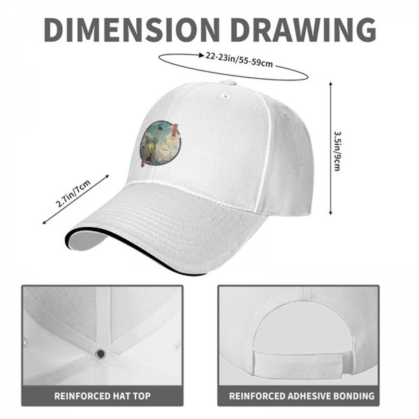 Black baseball cap with witch and black cat fantasy town print