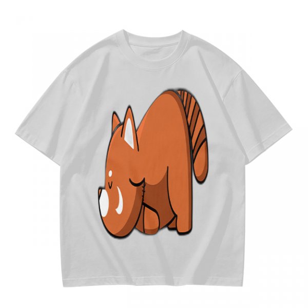 Olive Green T-Shirt With Cute Sleeping Red Panda Graphic