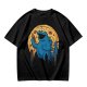 Olive T-Shirt Featuring Giant Cookie Monster Holding Cookie Against Moon