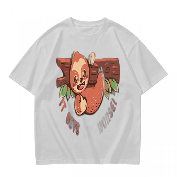 Olive T-Shirt with Cute Sloth 'It Gets Better' Graphic Print