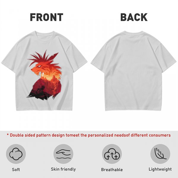 Olive T-Shirt With Fiery Lion Creature Graphic Print