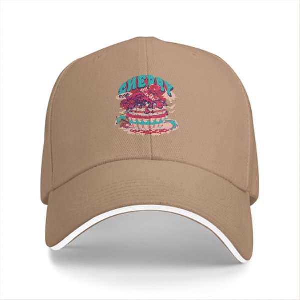 Black Baseball Cap With Cherry Surf Dessert Graphic Print