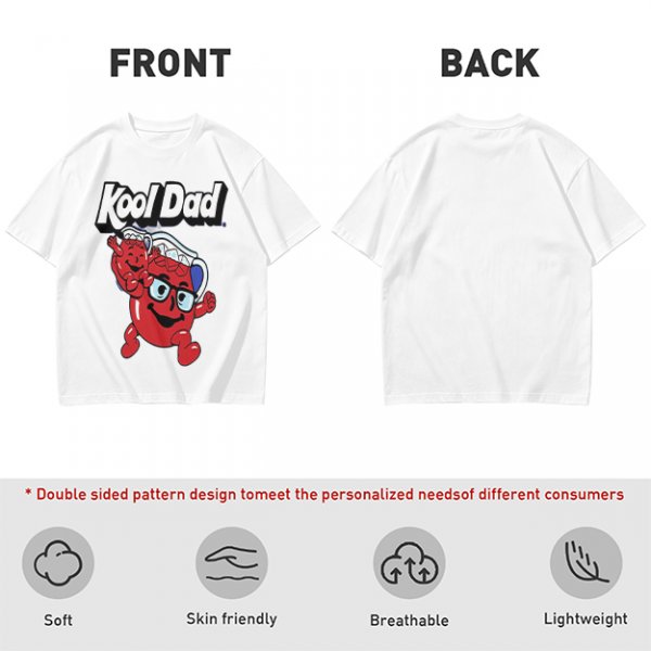 Olive green graphic t-shirt with Kool Dad and Kool-Aid mascot print