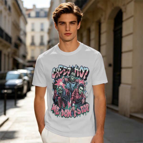 Creep Hop We Don't Stop Horror Character Graphic T-Shirt
