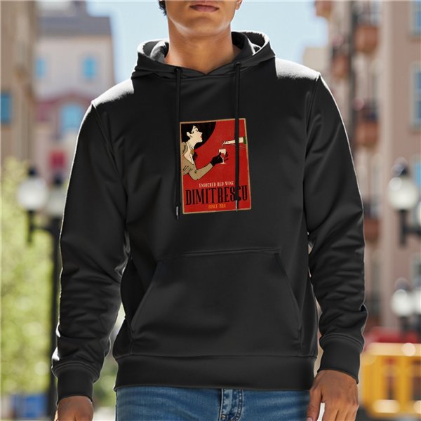 Black Hoodie With Dimitrescu Themed Graphic Print