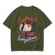 Olive T-Shirt with 'Embrace the Cat Hair It's Everywhere' Cat Graphic
