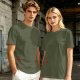 Oversized Olive Green T-Shirt with Red Stamp Detail