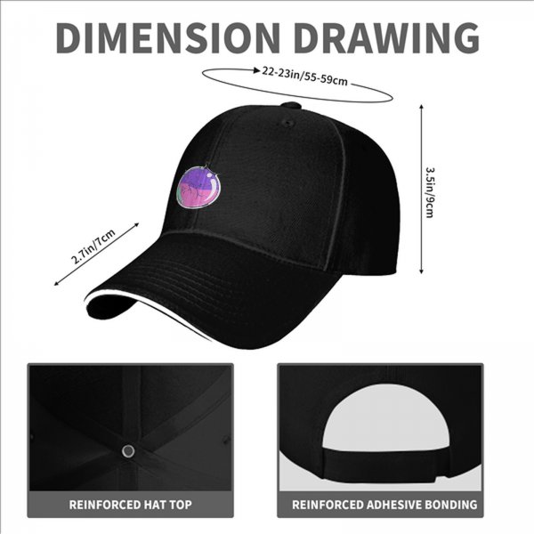 Black Baseball Cap With Colorful Bubble Cat Graphic Print