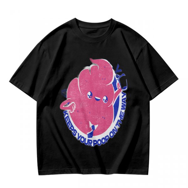 Olive T-Shirt With Funny Colon Graphic 'Keeps Your Poop On The Way' Print