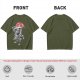 Olive T-shirt with Samurai Swordsman and Red Sun Print
