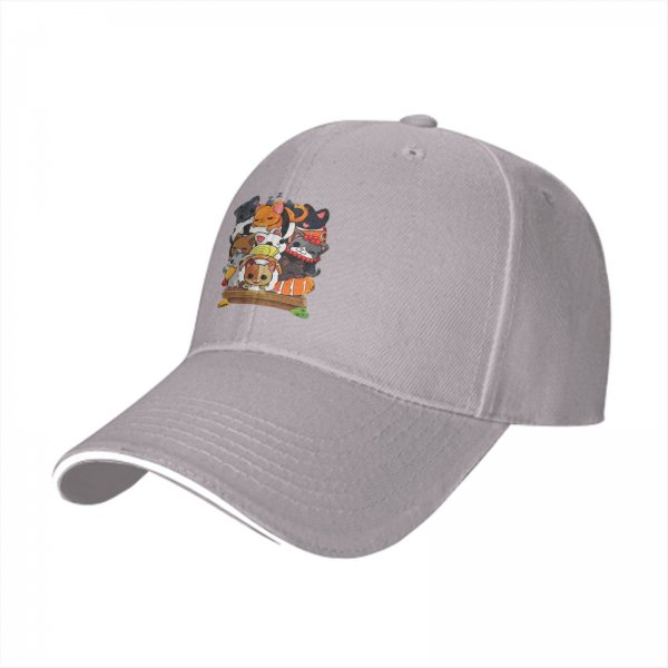 Black Baseball Cap With Cute Stacked Kittens Graphic