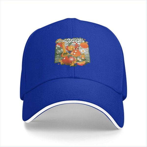 Black Baseball Cap with Retro Sunset Tiny Drinks Fruit Graphic