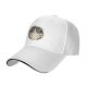 Black baseball cap with 'I DON'T CARE' and relaxed cat graphic