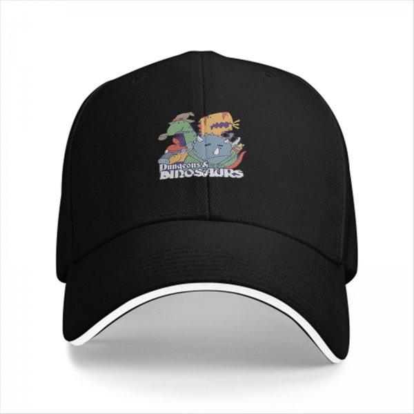 Black baseball cap with Dungeons & Dinosaurs graphic print