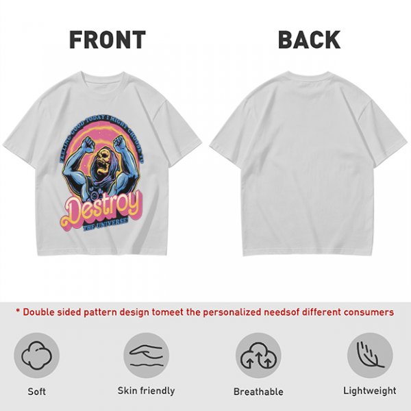 Olive t-shirt with Skeletor 'Feeling Good Today I Might Choose To Destroy The Universe' print
