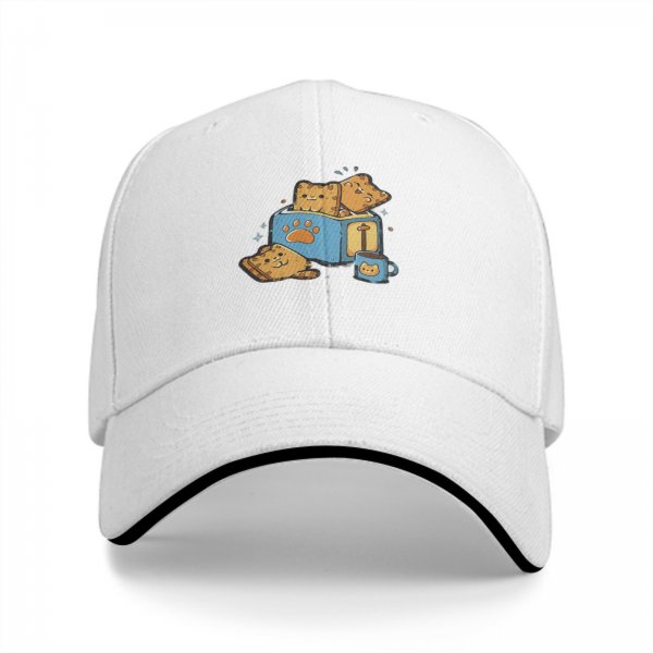 Black Baseball Cap With Cute Cat Book Coffee Graphic
