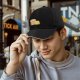 Black Baseball Cap With Cute Bread And Butter Cartoon Print