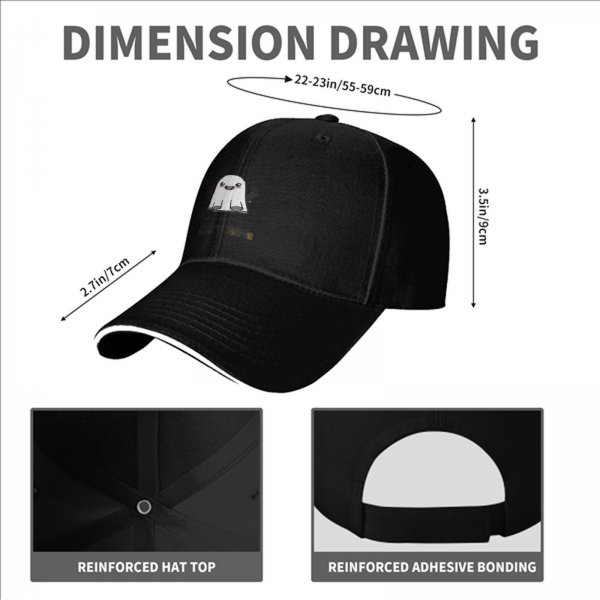 Black baseball cap with cute smiling ghost graphic