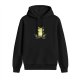Black Hoodie With Meditating Frog Graphic Print