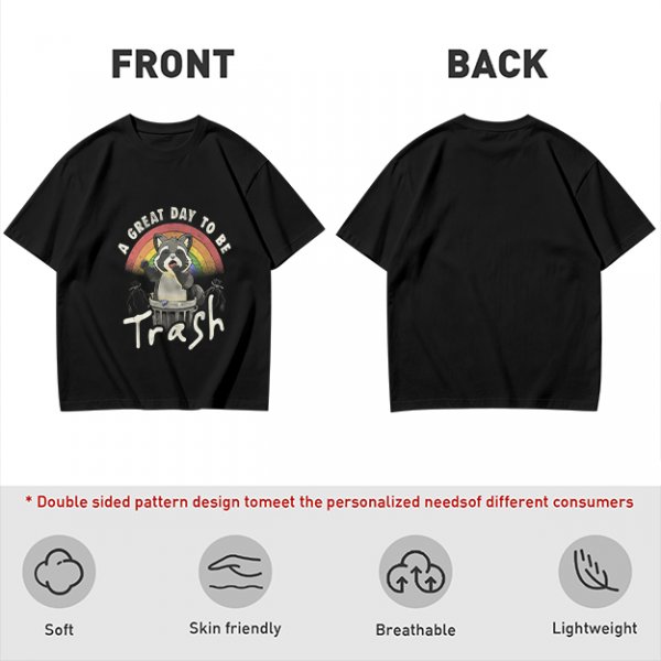 Olive Graphic T-Shirt With Raccoon Rainbow 'A Great Day To Be Trash' Print