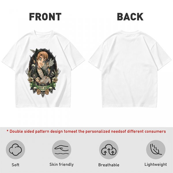 Olive T-Shirt with Dark Peter Pan and Tinker Bell 'Lost Boy' Graphic