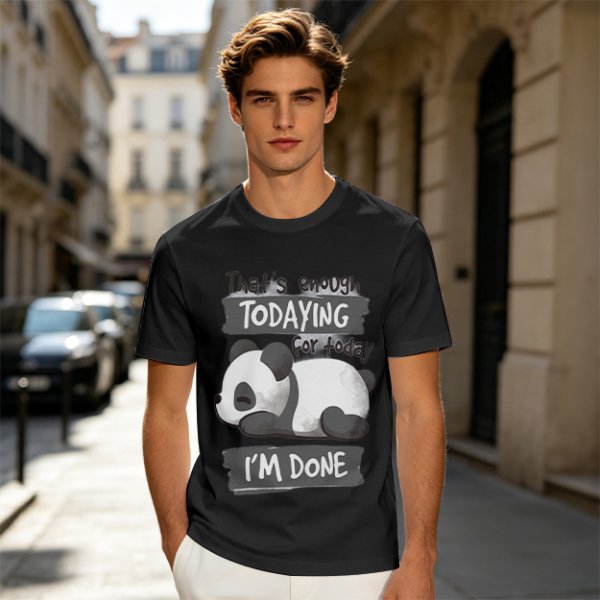 Oversized Graphic T-Shirt with Tired Panda 'That's Enough Todaying For Today I'm Done'