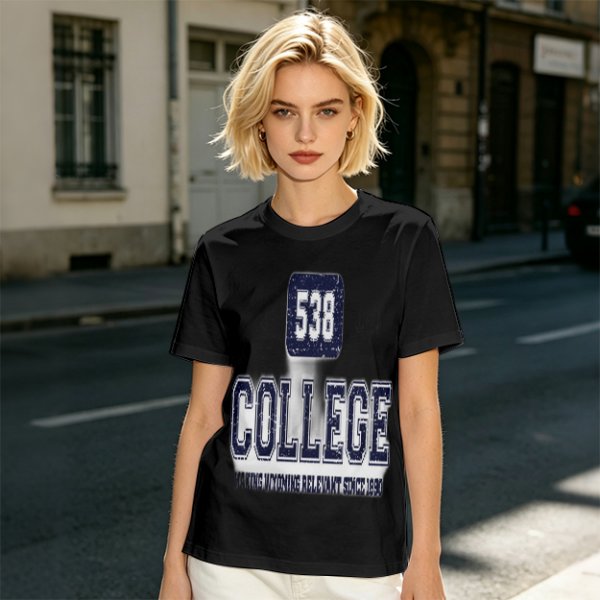 Olive College Graphic T-Shirt with 538 Print Design