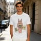 Olive T-shirt with a cute bunny monster holding You Are Great and I Believe In You signs