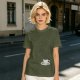Olive Green T-Shirt with Steaming Coffee Cup Print