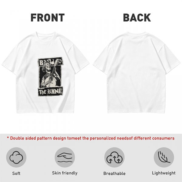 Olive T-Shirt With Skeleton Banjo Player Graphic