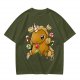 Olive T-Shirt With Cute Gingerbread Unicorn And Christmas Candy Print