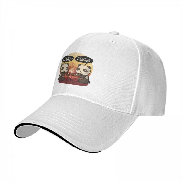 Black baseball cap with panda eating hot pot funny graphic design